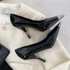 Spring Women's High Heels Black Leather Square Toe Sexy Stiletto High Heels Commuting Shoes