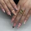 3D French Press-On Nails: Colorful Petal Polka Dot Almond Manicure Stickers