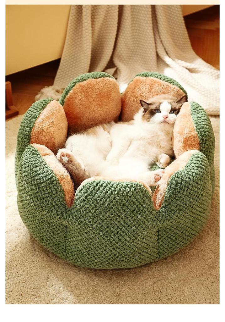 Cactus Petal Shape Pet Nest - Large, Soft, and Warm Sleeping Mat for Cats and Dogs