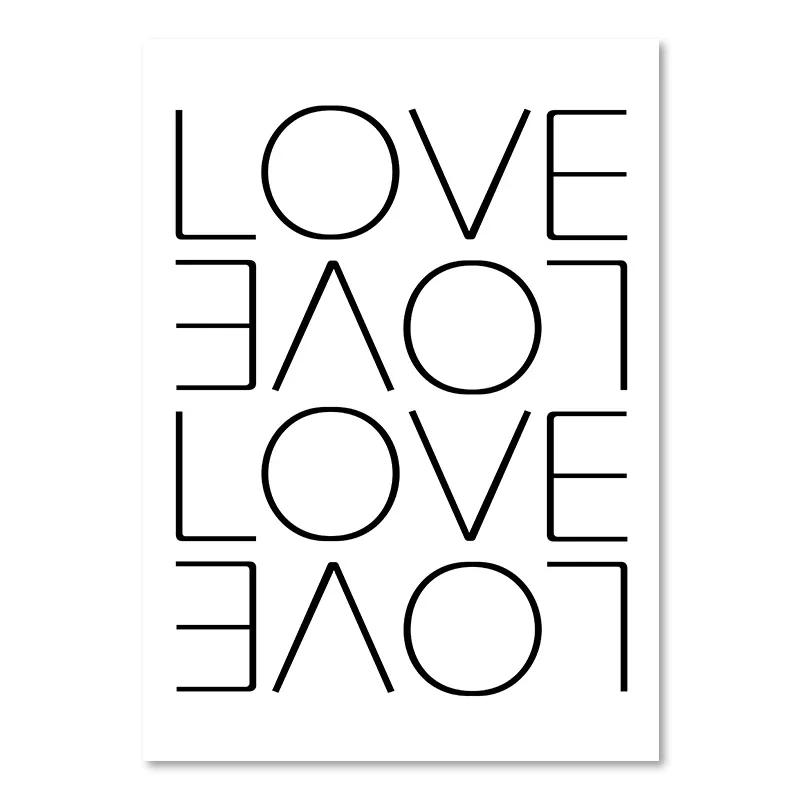 Black White Life Quote Canvas Painting Scandinavian Style Love Poster and Print Nordic Wall Pictures for Living Room Home Decor
