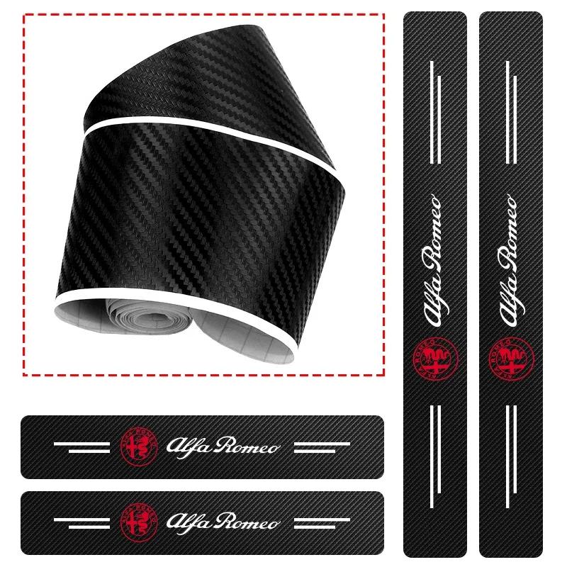 ECSU1 4Pcs Car Threshold Door Sill Protector Anti Scratch For Alfa Romeo Giulietta GT 159 147 156 Mito Brera Giulia F1 Stelvio Volan