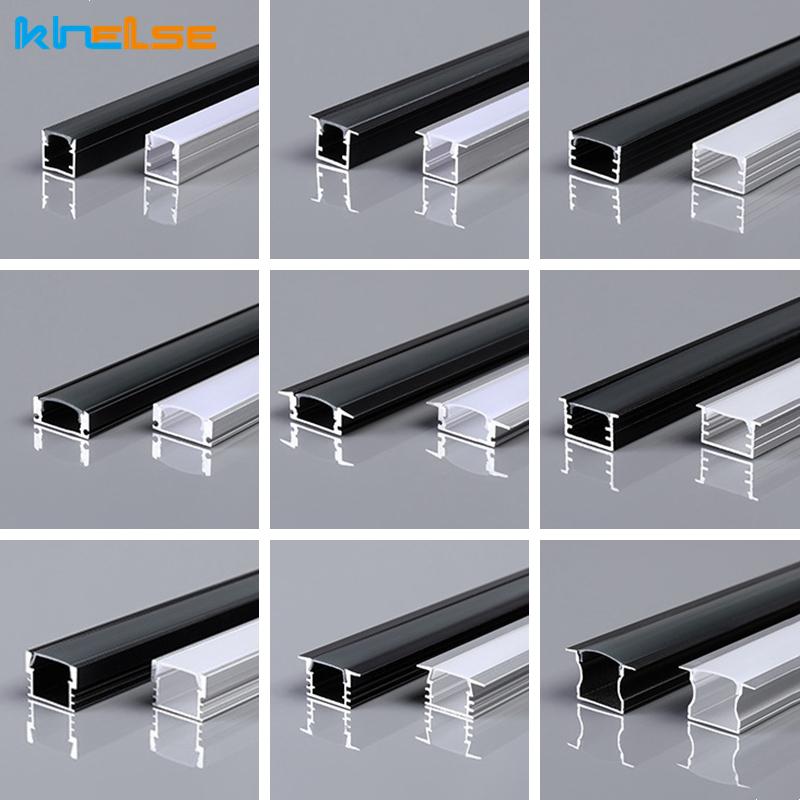 0.5m U/W Style LED Aluminum Profile Black Silver Channel Holder PC Cover Bar Lamp For Cabinet Closet Decor Linear Strip Light