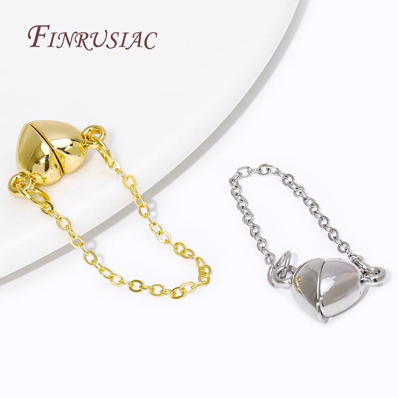 DIY Bracelets Accessories 18K Gold Plated Strong Magnetic Clasps Heart Magnet End Clasp Connectors For Jewelry Making Fittings