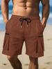 Pantaloncini Cargo Estivi da Uomo con Vita Elastica, Pantaloncini Utility con Tasche 3D, Pantaloncini Atletici Larghi al Ginocchio