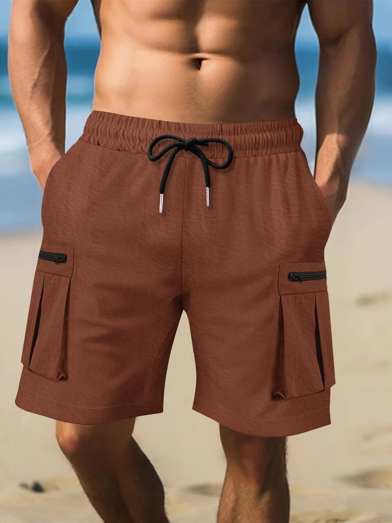 Pantaloncini Cargo Estivi da Uomo con Vita Elastica, Pantaloncini Utility con Tasche 3D, Pantaloncini Atletici Larghi al Ginocchio