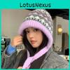 Retro Colorblock Beanie Hat For Women Winter Warmth And Earmuff Protection