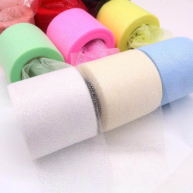 6CM/roll Holiday Ribbon Colorful Dot Mesh Fabric Glitter Ribbon For Gift Wrapping Christmas Decorations