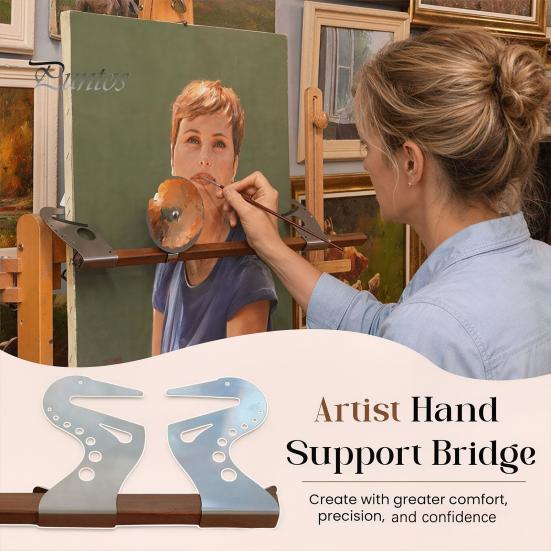 Ergonomic Wrist Support 2Pcs Artist Hand Bridge, Adjustable Easel Rest Bar, Artists Metal Stabilizer Tool for Painting Drawing Craft Projects