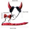 Teufelschwanz Kostüm mit Teufel Stirnband Fliege Halloween Teufel Cosplay Zubehör für Damen Teenager Maskenball Cosplay Party