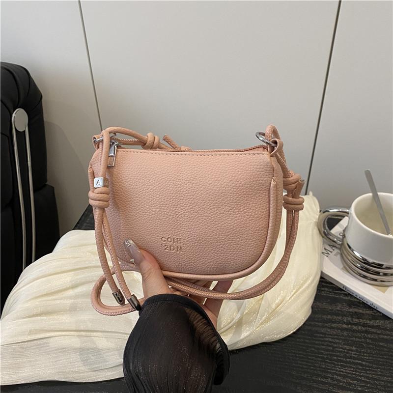 Simple Solid Color Lychee Texture Women Casual Shoulder Bag For Daily Use