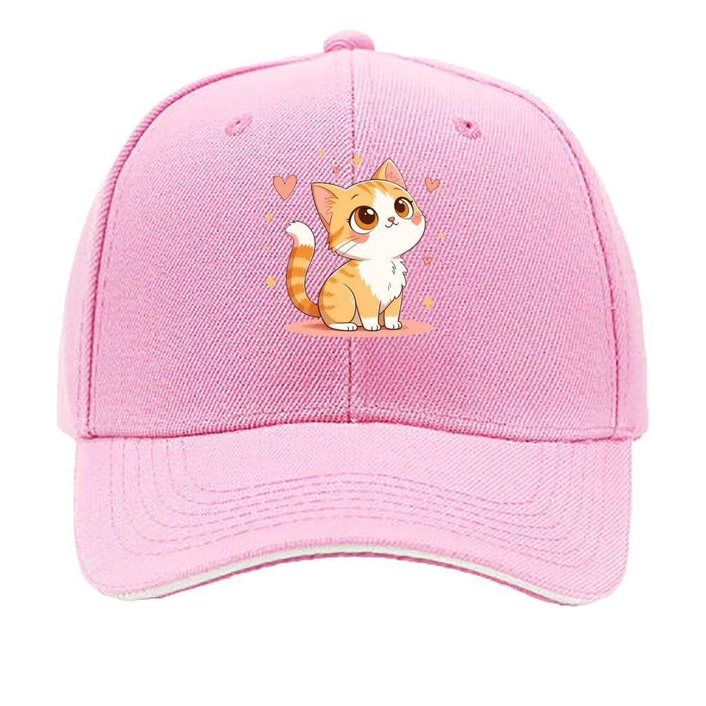 Cute Orange White Kitten Heart Stars Cartoon Sandwich Baseball Cap Unisex Women Sun Cap Outdoor Workouts Hat