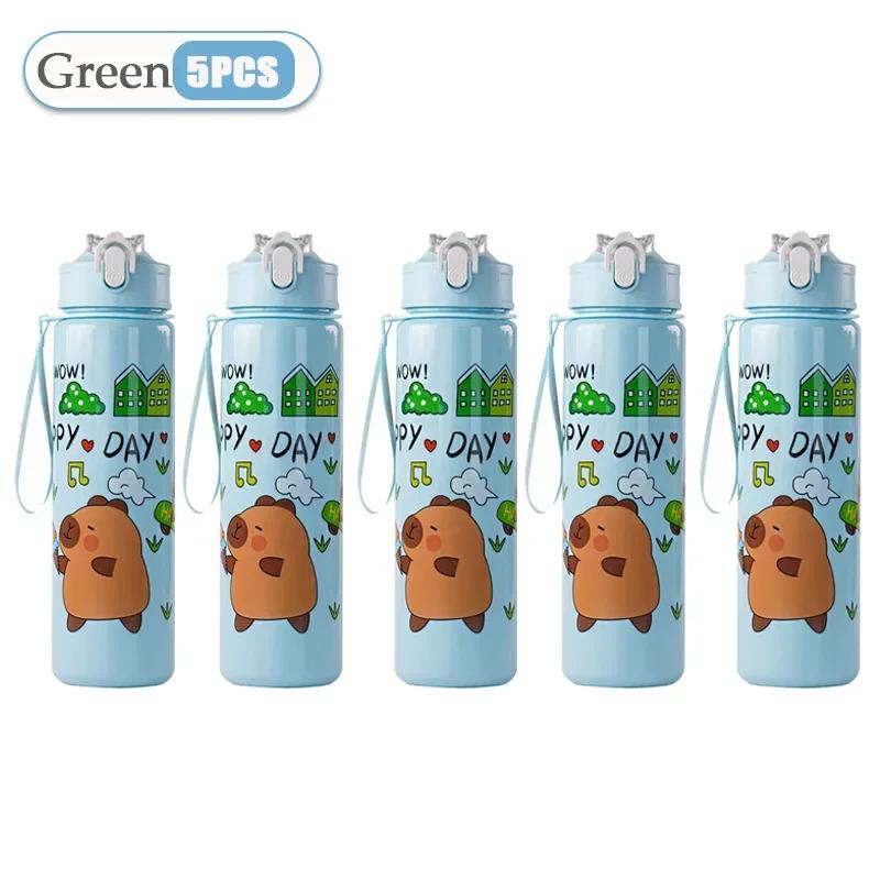Capybara Straw Cup Kids Water Bottle Large Capacity Cute Capybara Cartoon Sippy Cup with Straw Portable for Children