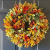 1pc Elegant Artificial Flower Wreath - Realistic Fall Foliage- Indoor Door Hanging Decor for Thanksgiving, Christmas, Halloween