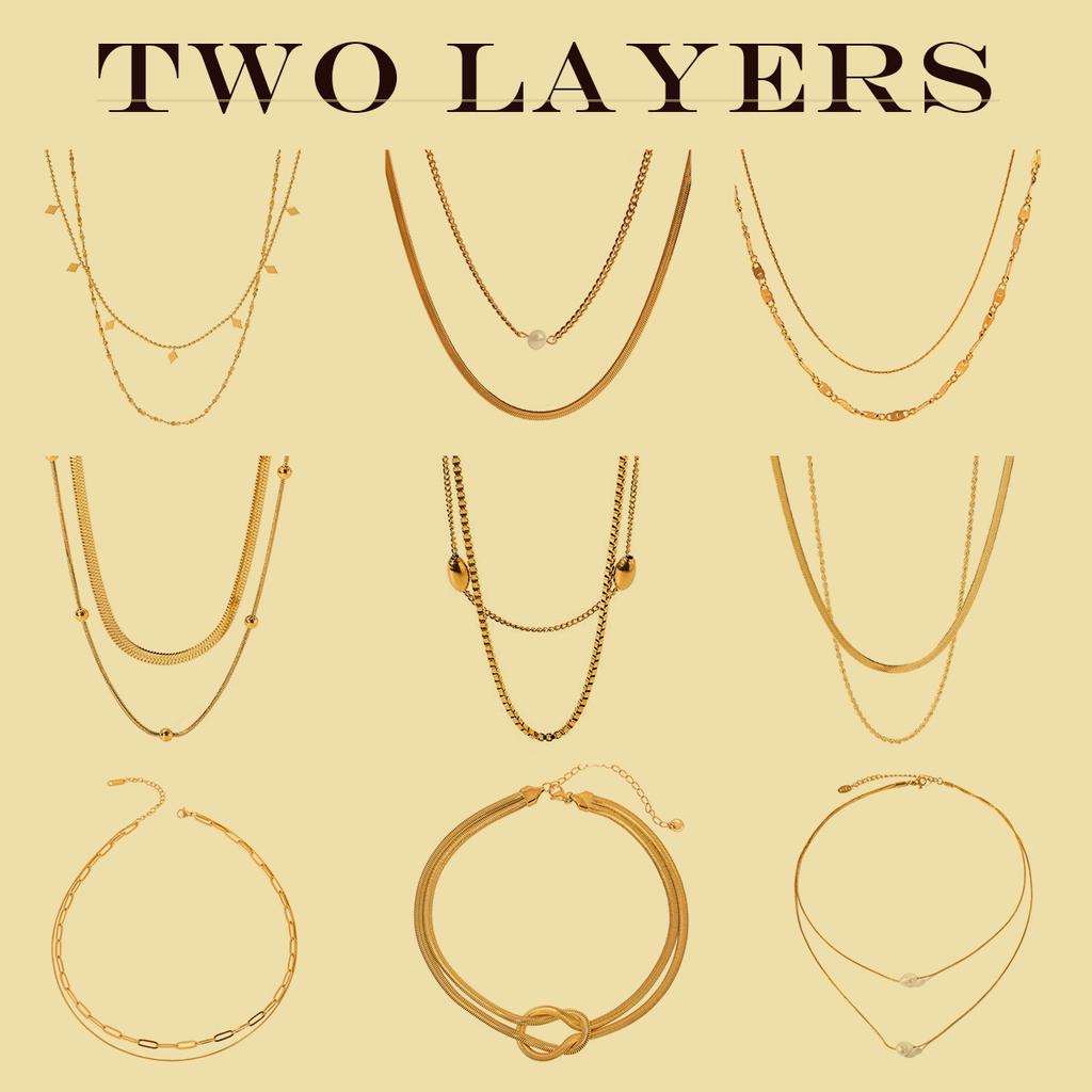 Double-layer Stacked Titanium Steel Necklace Light Luxury High-end Clavicle Chain Stainless Steel Jewelry Does Not Fade