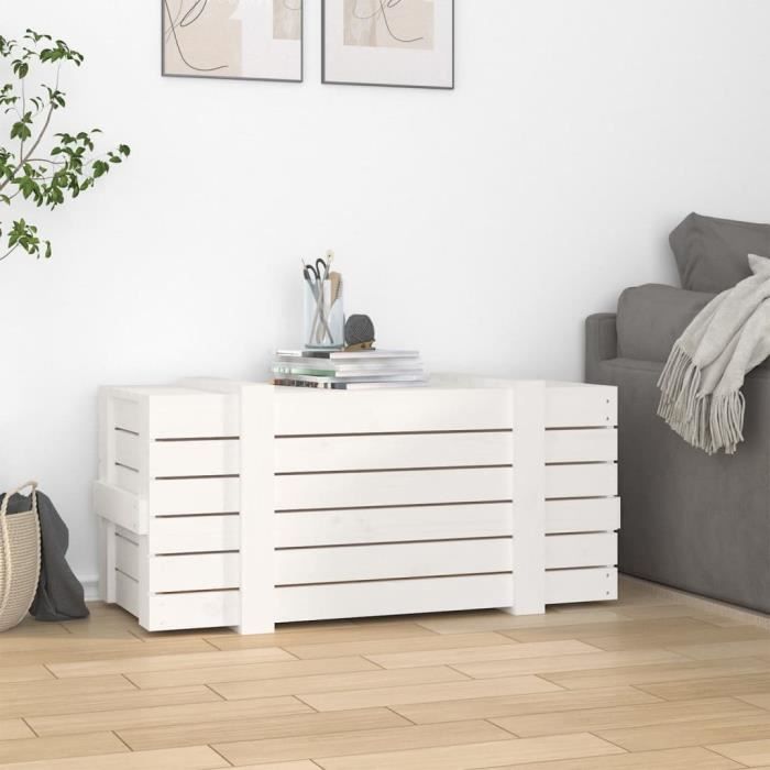 VidaXL Boîte de rangement Blanc 91x40,5x42 cm Bois massif de pin 824999