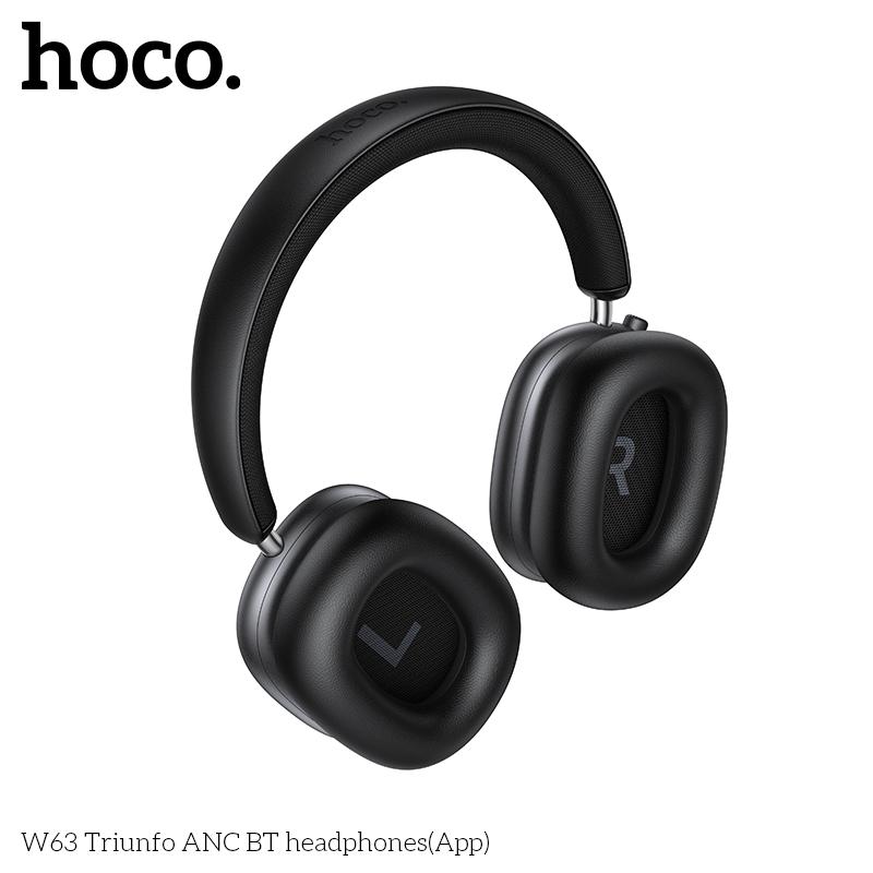 Hoco W63 Triunfo Kablosuz Kulaklık, Bluetooth 5.4, ANC'li, Uygulama Kontrollü, 55 Saat Çalma Süresi, Rahat Kulak Üstü Tasarım