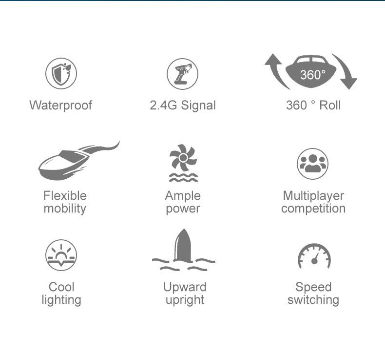 2.4G Remote Control Mini Stunt Speedboat with High-Brightness Lights - Children's Water Toy