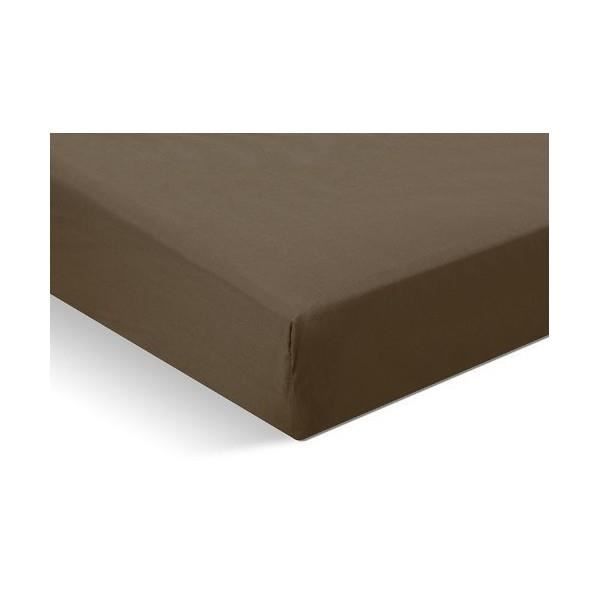 Drap housse - Naturelle - Chocolat - 90x200 cm - Bonnet 30 cm - 100% coton