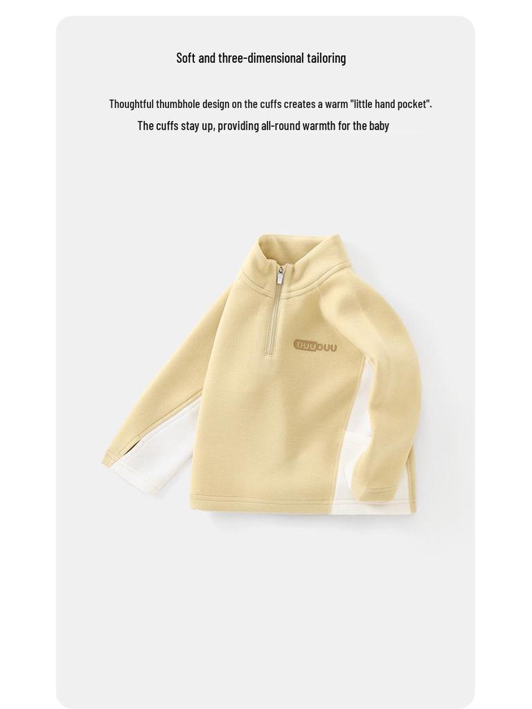 DUUDUU Fleece-Lined Toddler High-Neck Sweatshirt - Thick One-Piece Winter Base Layer