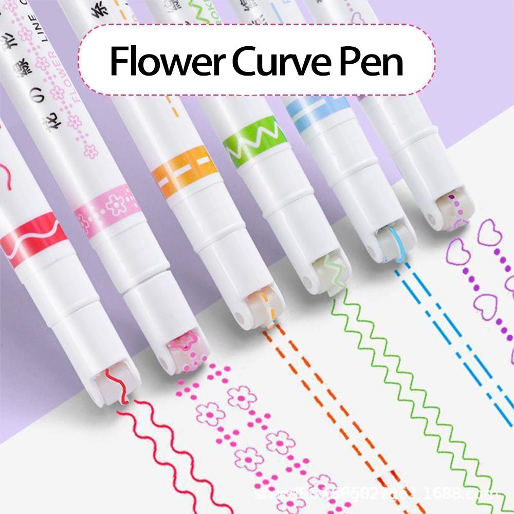 Zweizeiliger, wellenförmiger, roter Zeitungsstift mit Handkopie - Fluoreszierender Stift für Studenten