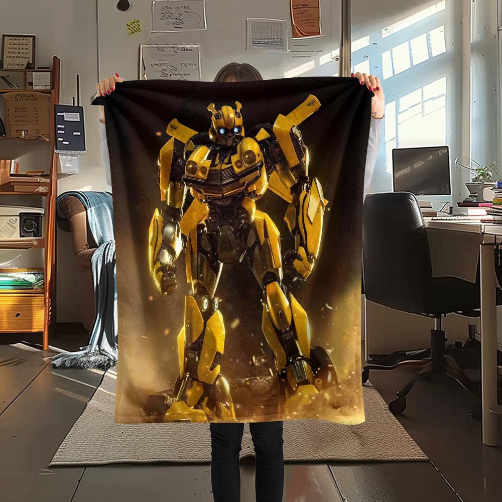 1Pc Transformer Robot Print Flannel Blanket, High Quality Comfortable for All Seasons, Home Decor, Warmth and Comfort, Perfect for Christmas Gifts