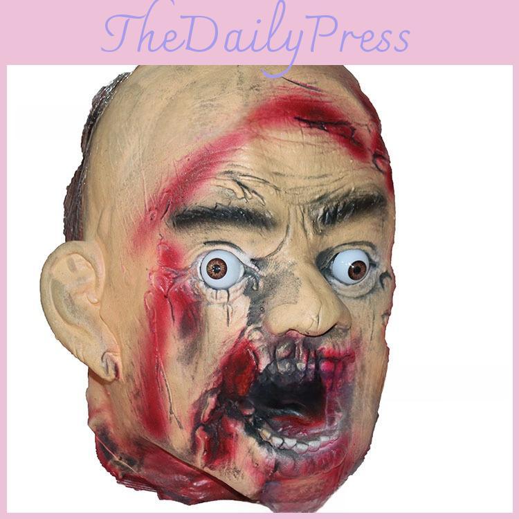Horror Latex Foam Zombie Dry Corpse Hanging Head For Halloween Escape Room Decor And Costume