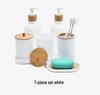 Essential Bathroom Set: Tooth Cup, Toothbrush & Toothpaste Dispenser, Cotton Swab Box, and Tray