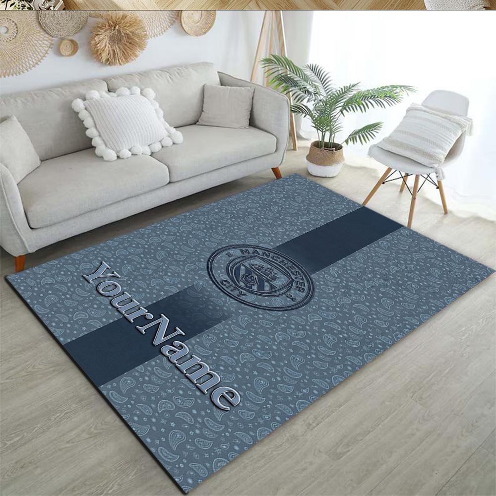 Manchester City Customize Your Name Carpet Design for Dormitory Hallway Study room Balcony Anti-slip Rug Office home decor Gift for Festivals