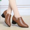 Comfortable Block High Heels Shoes Soft Leather 2024 Spring Autumn Elegant Office Ladies Short Plush Ankle Boots For Mom Model