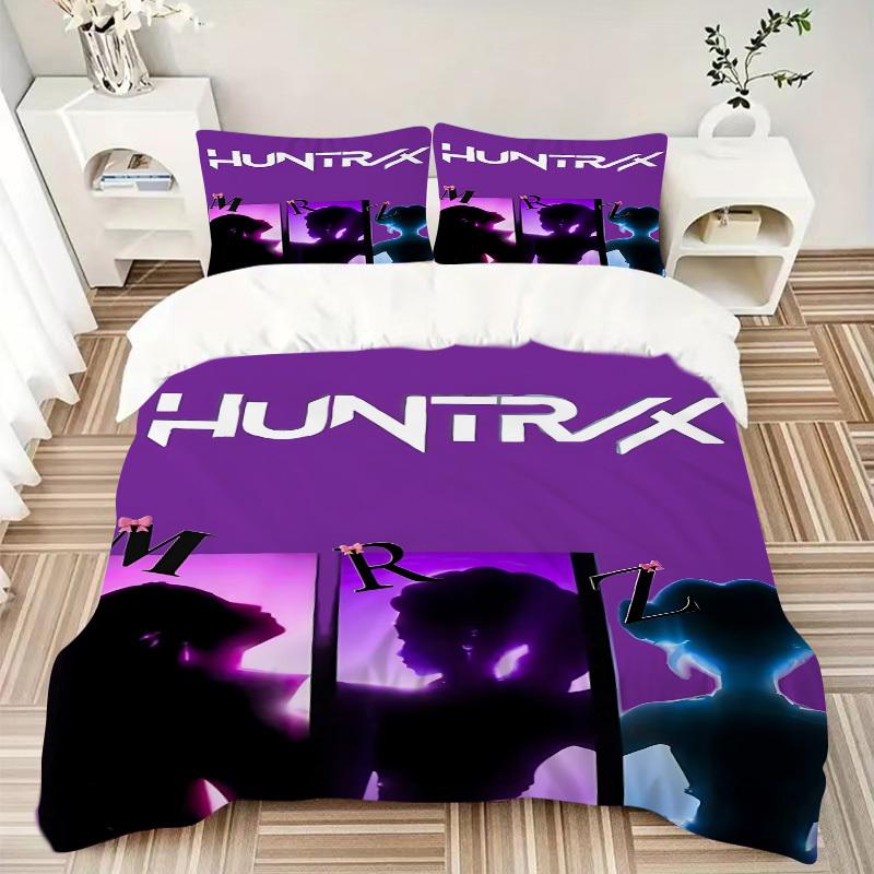 3pcs bedding set K-Pop Demon Hunters Includes 1 Comforter + 2 Pillowcases, Without Pillow Inserts, Soft Comfortable,a0909208