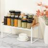 Square Saving Counter Shelf Spices Rack Counter Shelf Cabinet Stackable Wide Countertop Organizer for Kitchen Cabinet White