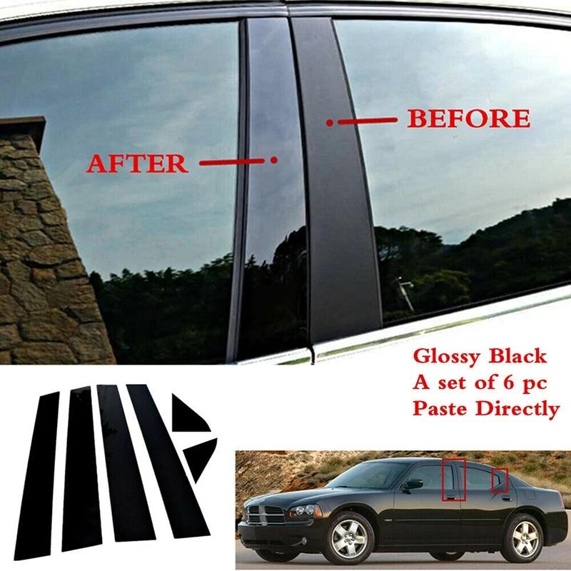 6pcs/set Gloss Black Pillar Post Window Cover Door Trim Decoration Sticker for Dodge Charger 2006 2007 2008 2009 2010