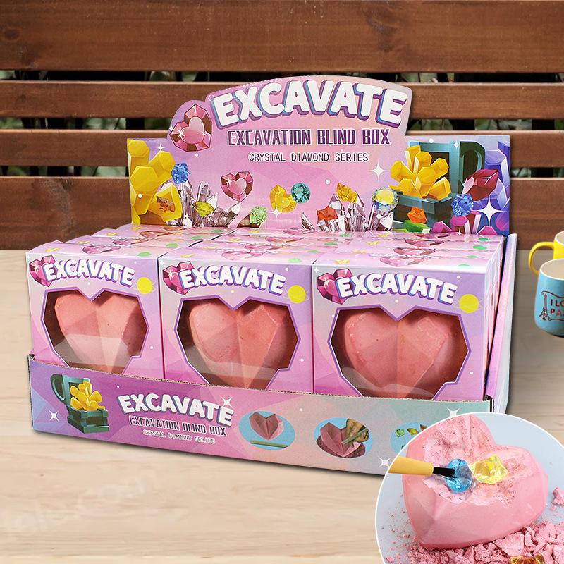 Archaeological Excavation Gemstones Kit Love Heart Handmade Excavation Treasure Fossils Toy Kids Science Kit Mining Kit