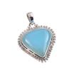 Natural Aqua Chalcedony Gemstone Handmade 925 Solid Silver Pendant 1.50" A6U59