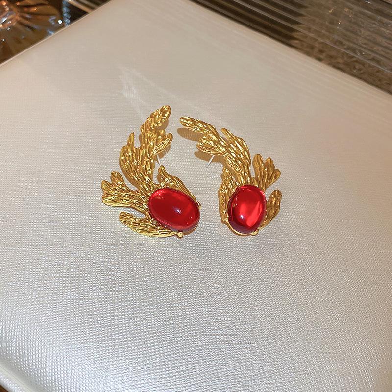 Ohrstecker mit Silbernadel und roter Quaste - Hochwertiges Retro-Vielseitigkeitsdesign für Damen