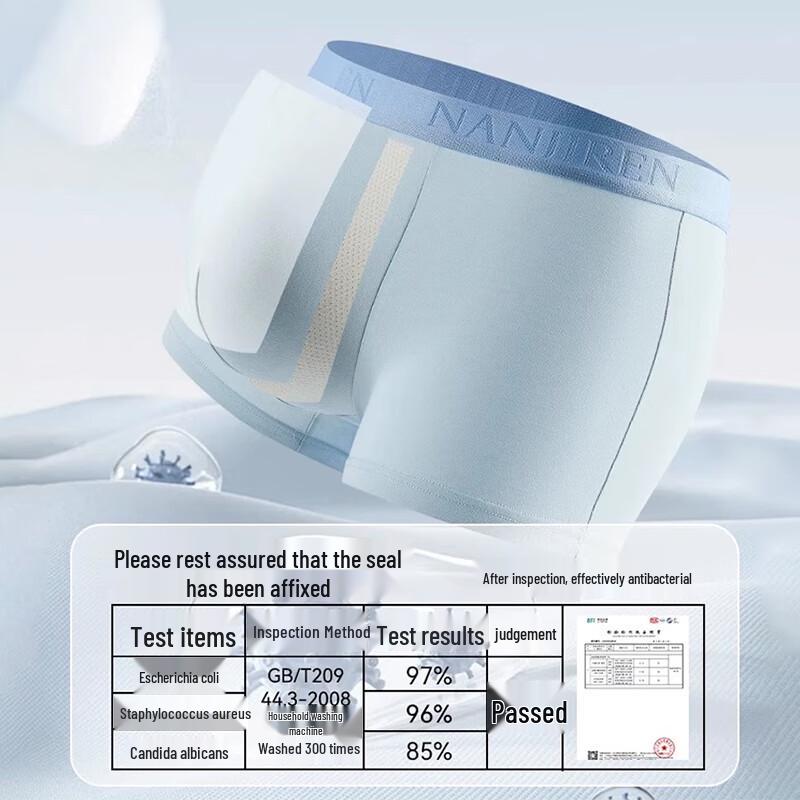 Nanjiren Men's Antibacterial Cotton & Silk Boxer Briefs 4-Pack