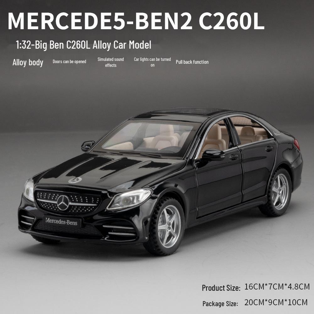 

XA3223 Игрушечная машинка из сплава Mercedes-Benz C260L: Звук, Свет, Инерционный механизм, 6 открывающихся дверей чёрный