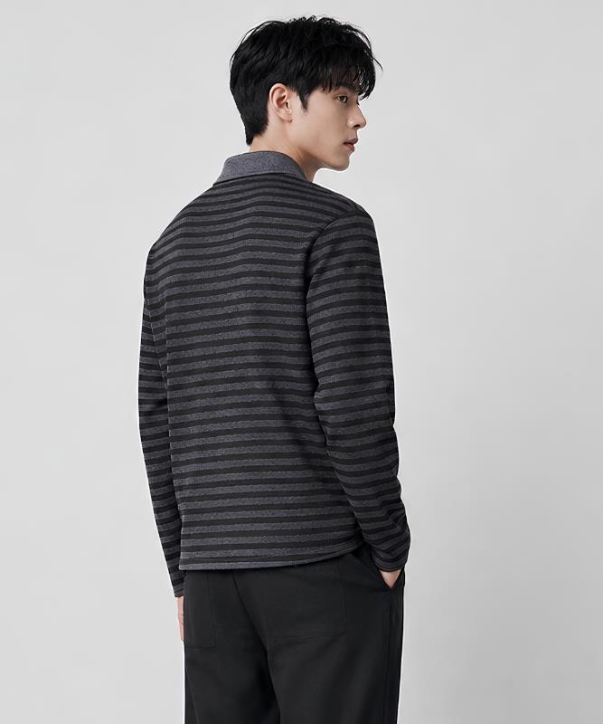 CUSTOMUS Men'S Striped Knit Polo Shirt Cxs26Fkkt903 Bla