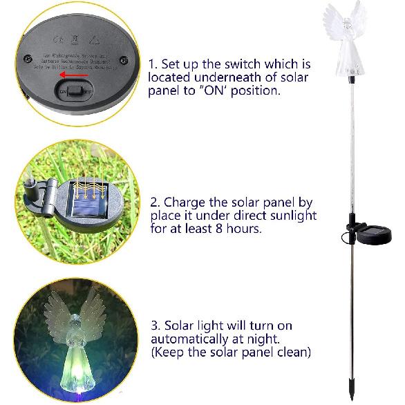 4 Pack Solar Angel Lights Outdoor Decor,Solar Powered Color Changing Angel Easter Stakes Decorative Memorial Lights Garden Yard Lawn Pathway Grave