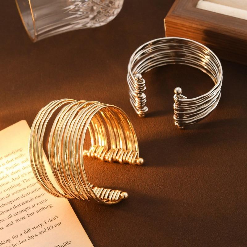 Multi-layer Corrugated C-shaped Opening Bracelet Cool Hip-hop Bracelet Cold Style Bracelet