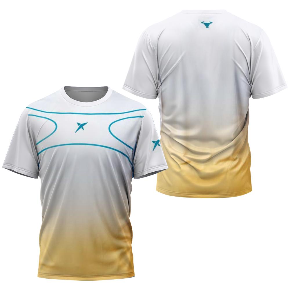 Sommer Herren gestreiftes 3D-bedrucktes Rundhals-T-Shirt