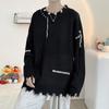 Trendy Irregular Hem Ripped Sweater - Autumn & Winter Loose Knit Pullover for Men