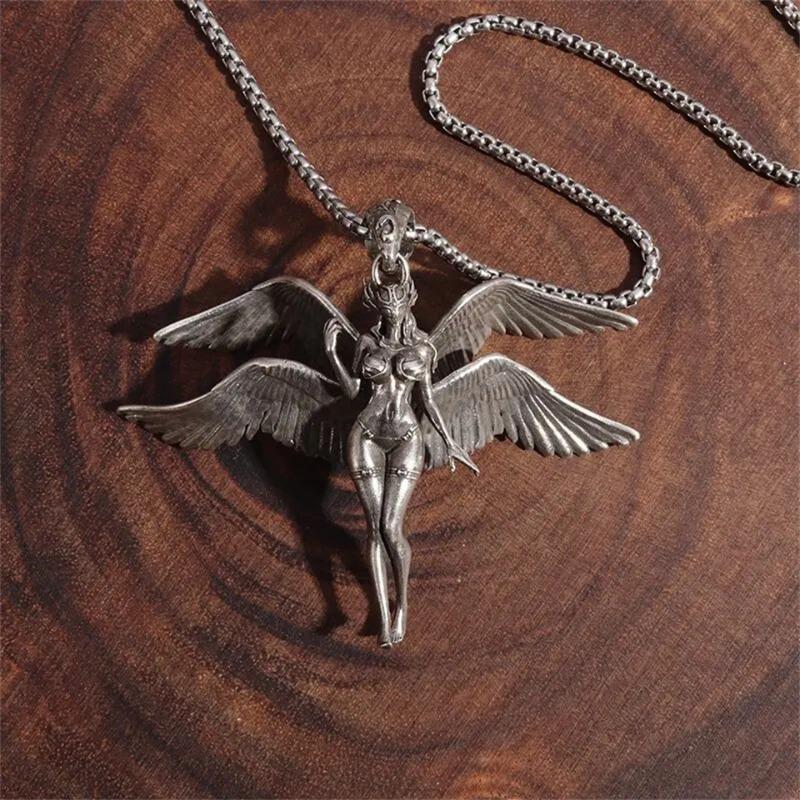 1pc Four-winged Angel Pendant, Vintage Fashion Style Charm, Unisex Necklace Decorations