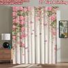 2D Flat Printing 2pcs Curtain Drapes Valentine's Day Roses Butterflies Digital Printed Polyester Drapes Birthday Party for
