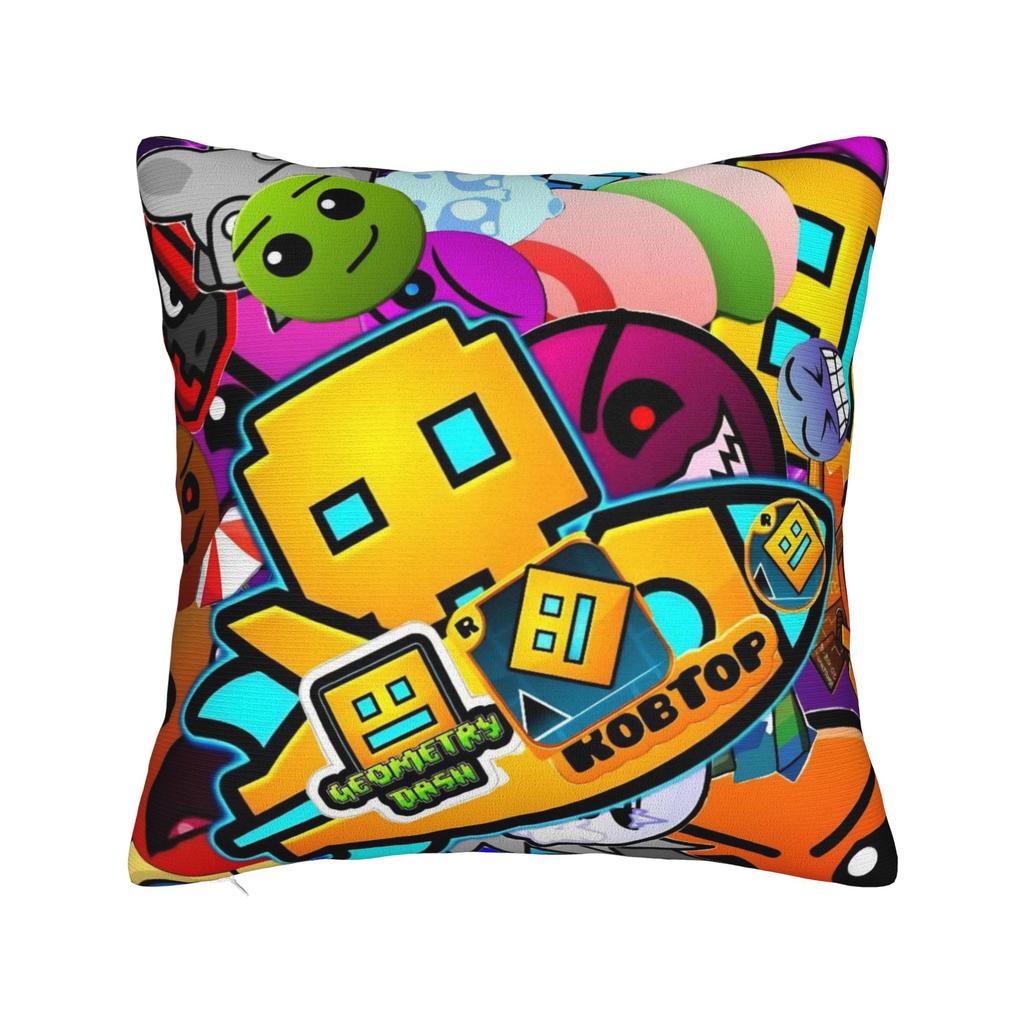 Geometry Dash Games Pillow Covers Merch Printing Cushion Cover Gift Throw Pillow Case Cover Chair Multiple Sizes