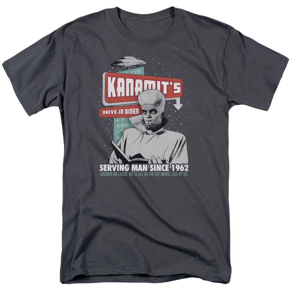 26 The Twilight Zone Kanamits Diner T Shirt Mens Licensed Classic TV Charcoal Unisex T-Shirt XXL