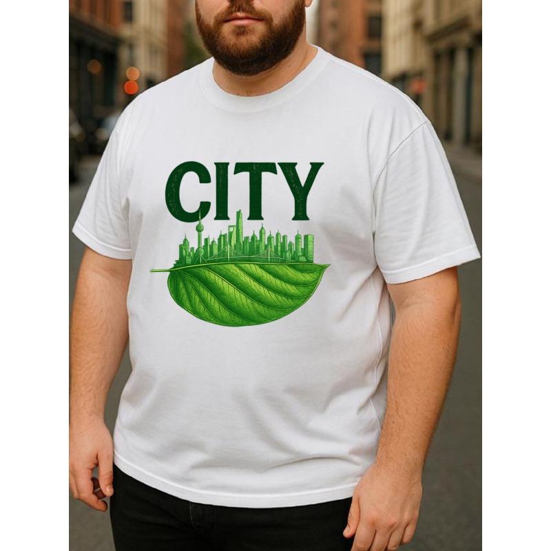 European Size City Men's Printed Short-sleeved Shirt on the Veins, New Trendy Men's Wear, Regular Sweat-absorbing and Quick-drying Sports T-shirt