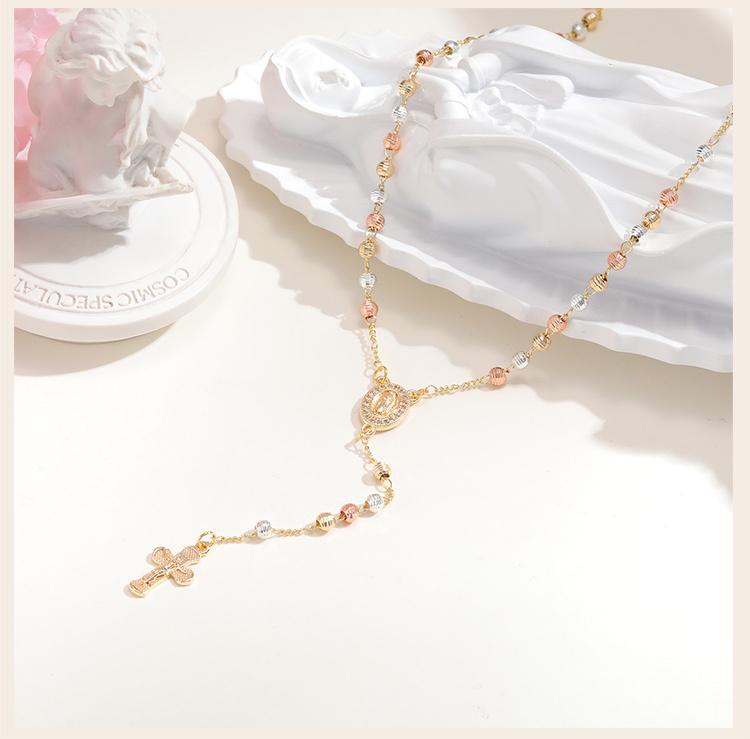 Jungfrau Maria/Hl. Benedikt Rosenkranz Halskette für Frauen, Unsere Liebe Frau von Guadalupe Jesus Kreuz Y Halskette Christlicher Schmuck