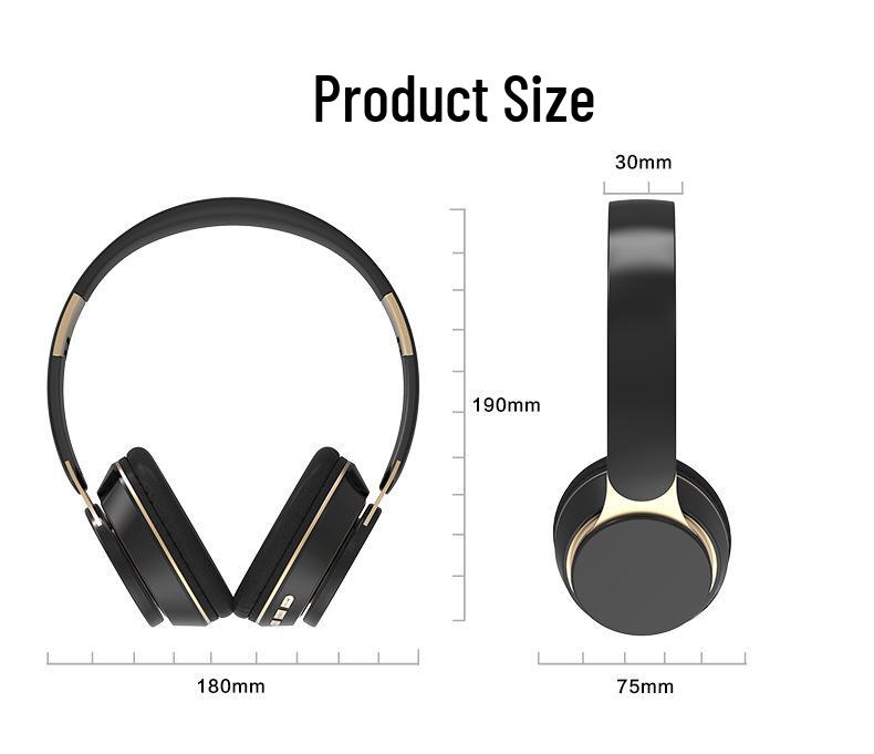Foldable Over-Ear Bluetooth Headphones with Heavy Bass and Card Slot