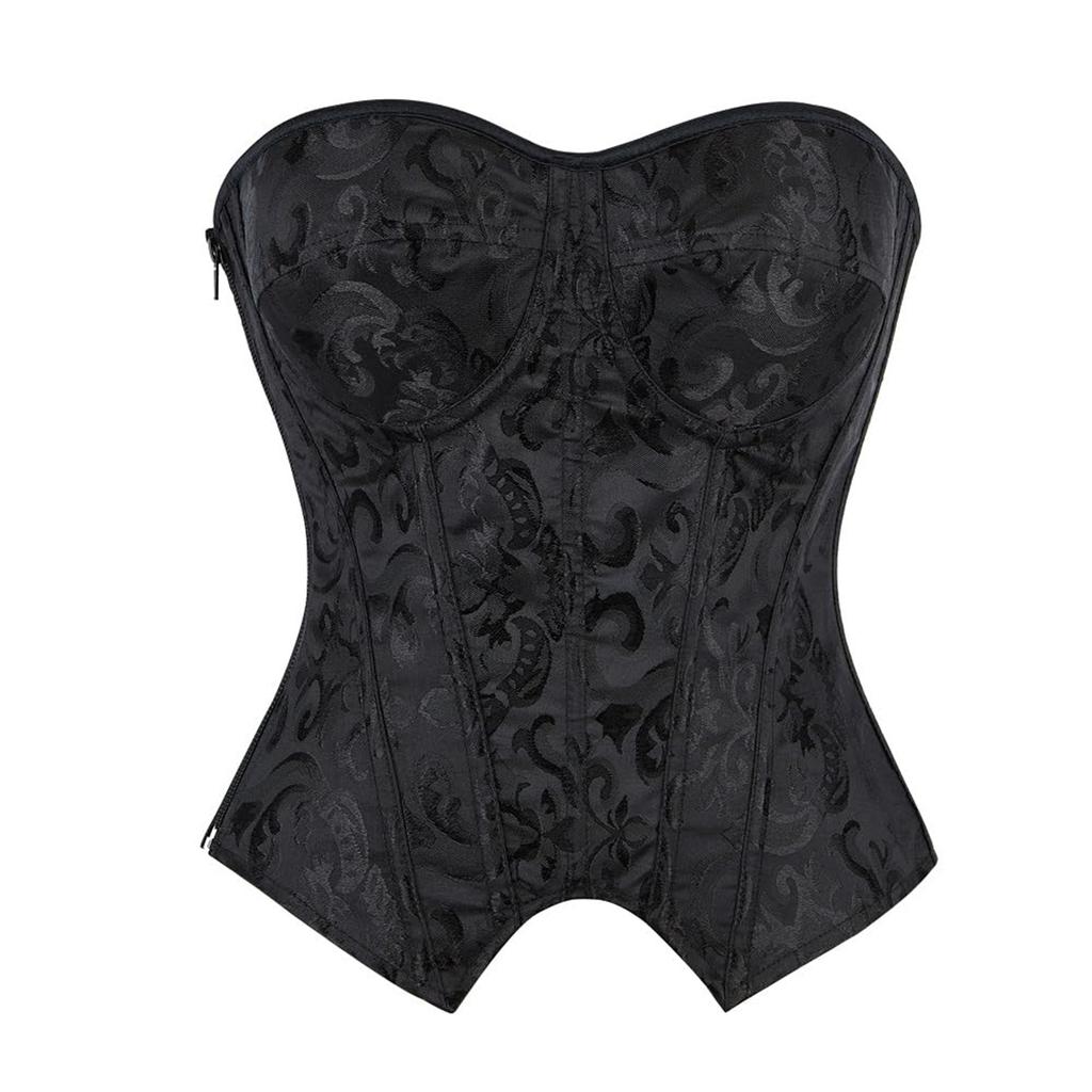 Women's Sexy Vintage Color Underwire Push-up Bustier Shapewear with Zipper and Boning